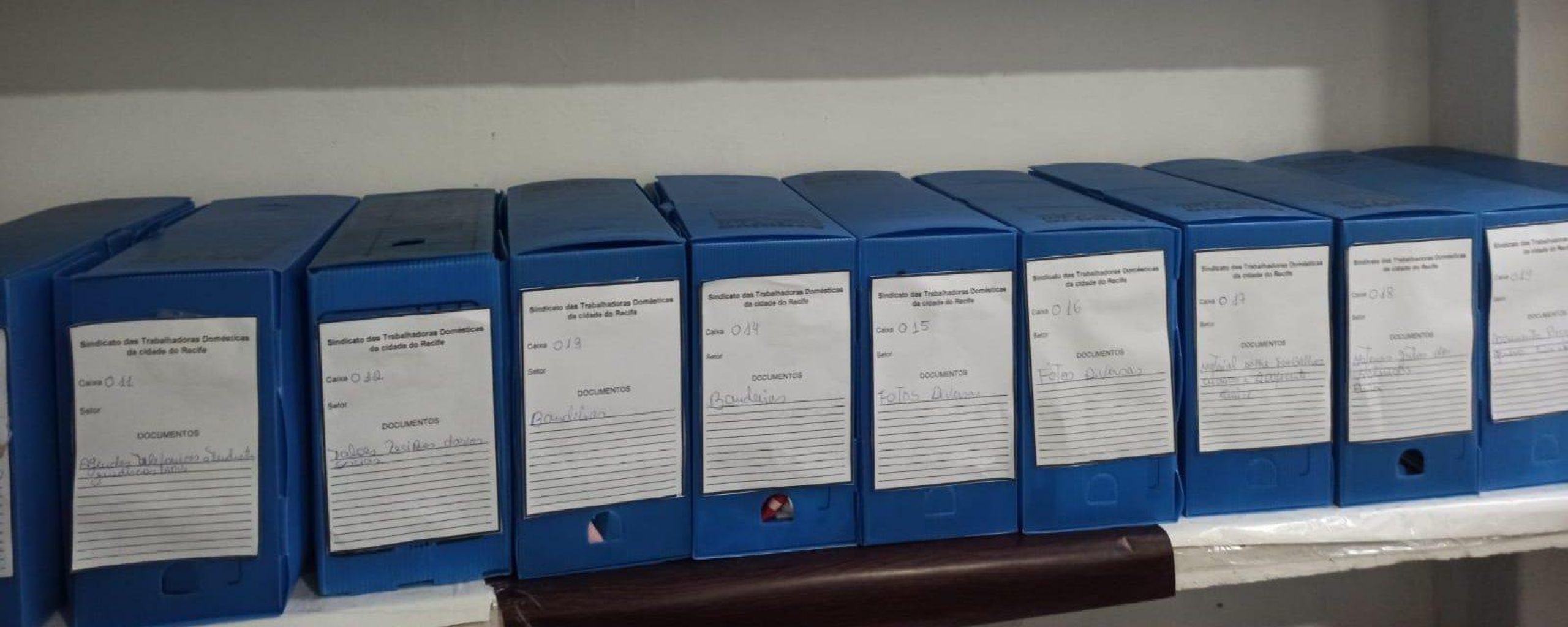 Organized archival boxes in recife, Domestic Workers Union