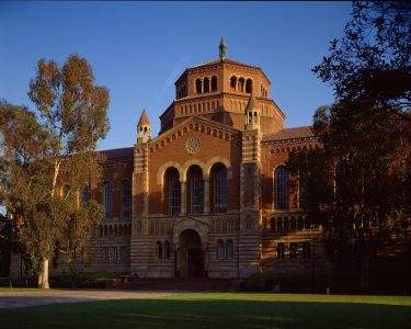 Exterior of Powell Library brick building