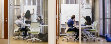 photo of students working together in group study rooms