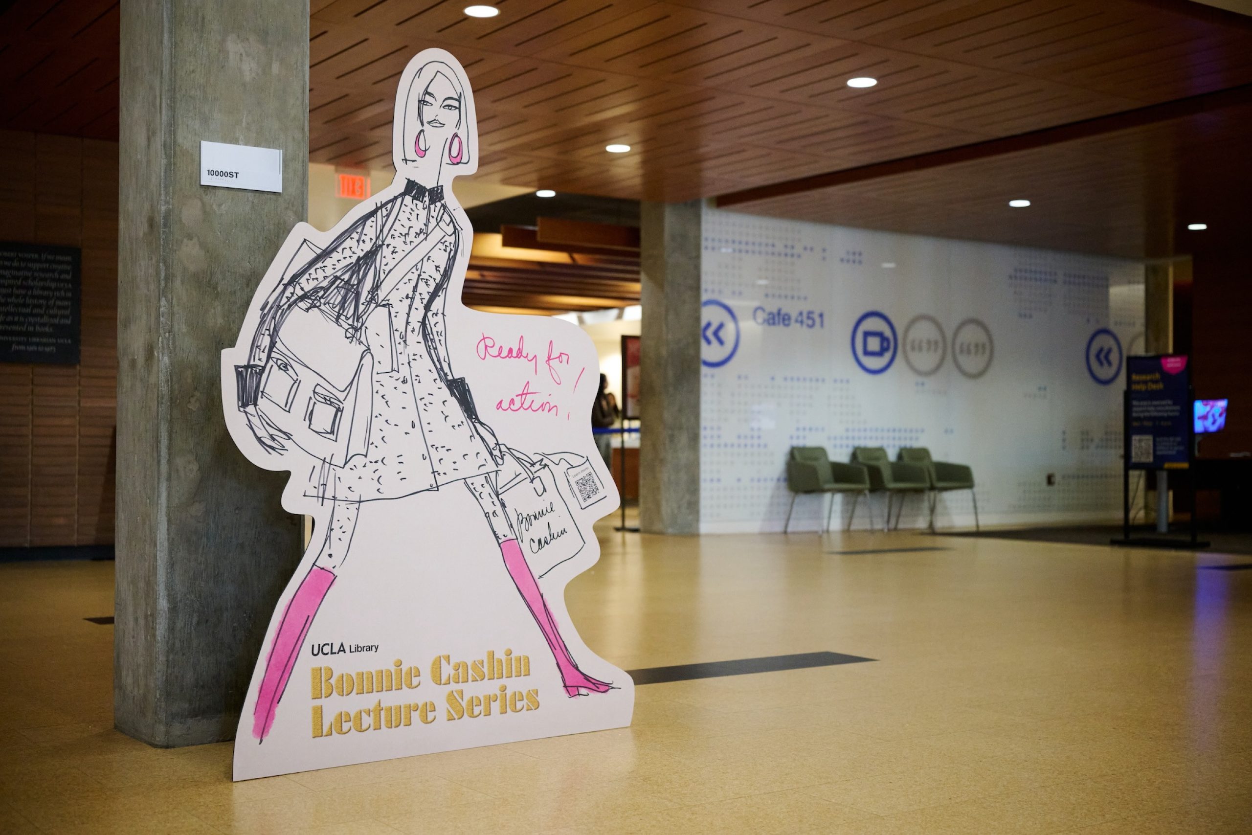 A festive “standee” incorporates a Bonnie Cashin drawing.