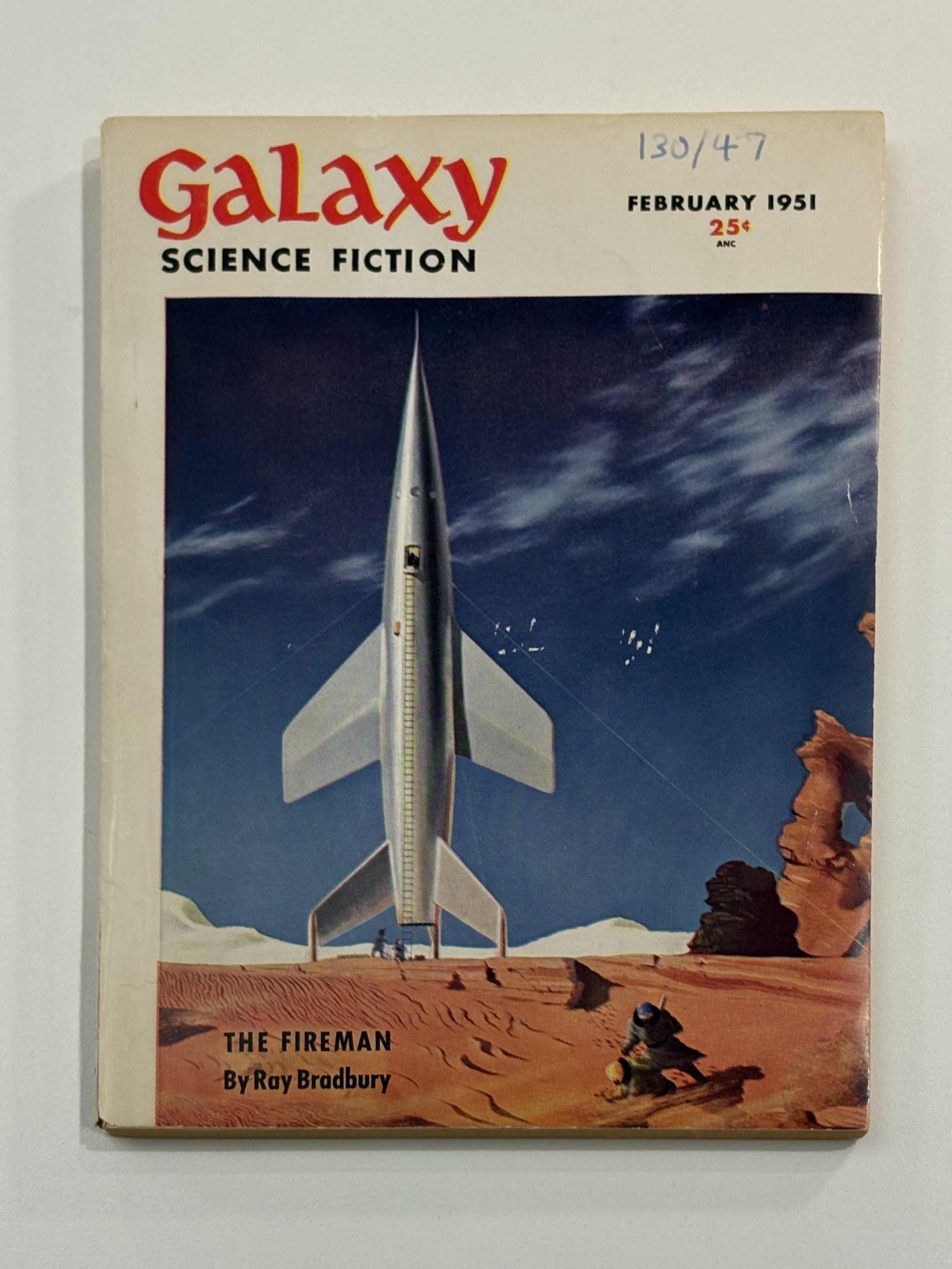 Copy of Galaxy Science Fiction magazine from 1951 with a rocket ship on the cover