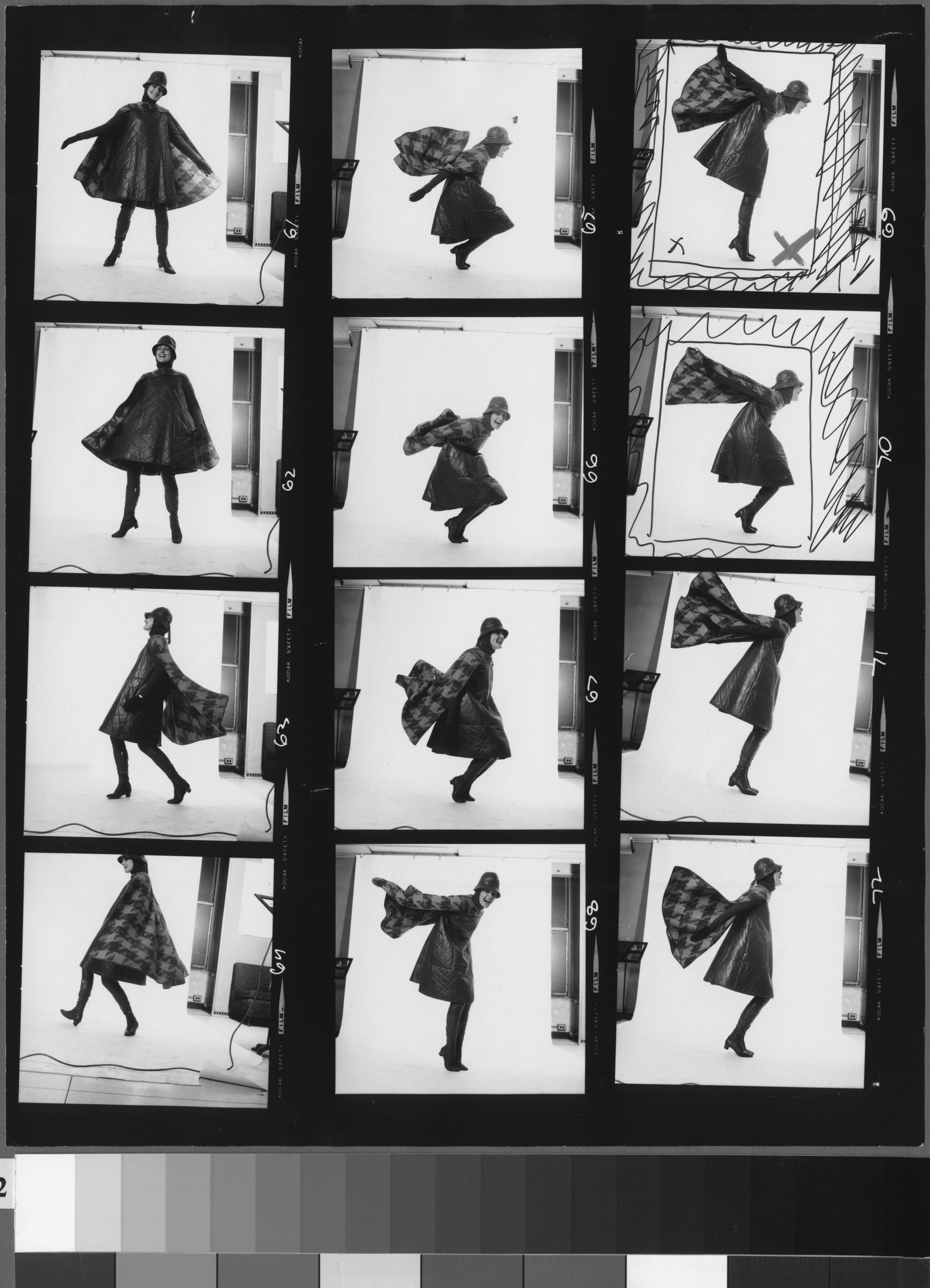 Contact sheets of women in Cashin coats
