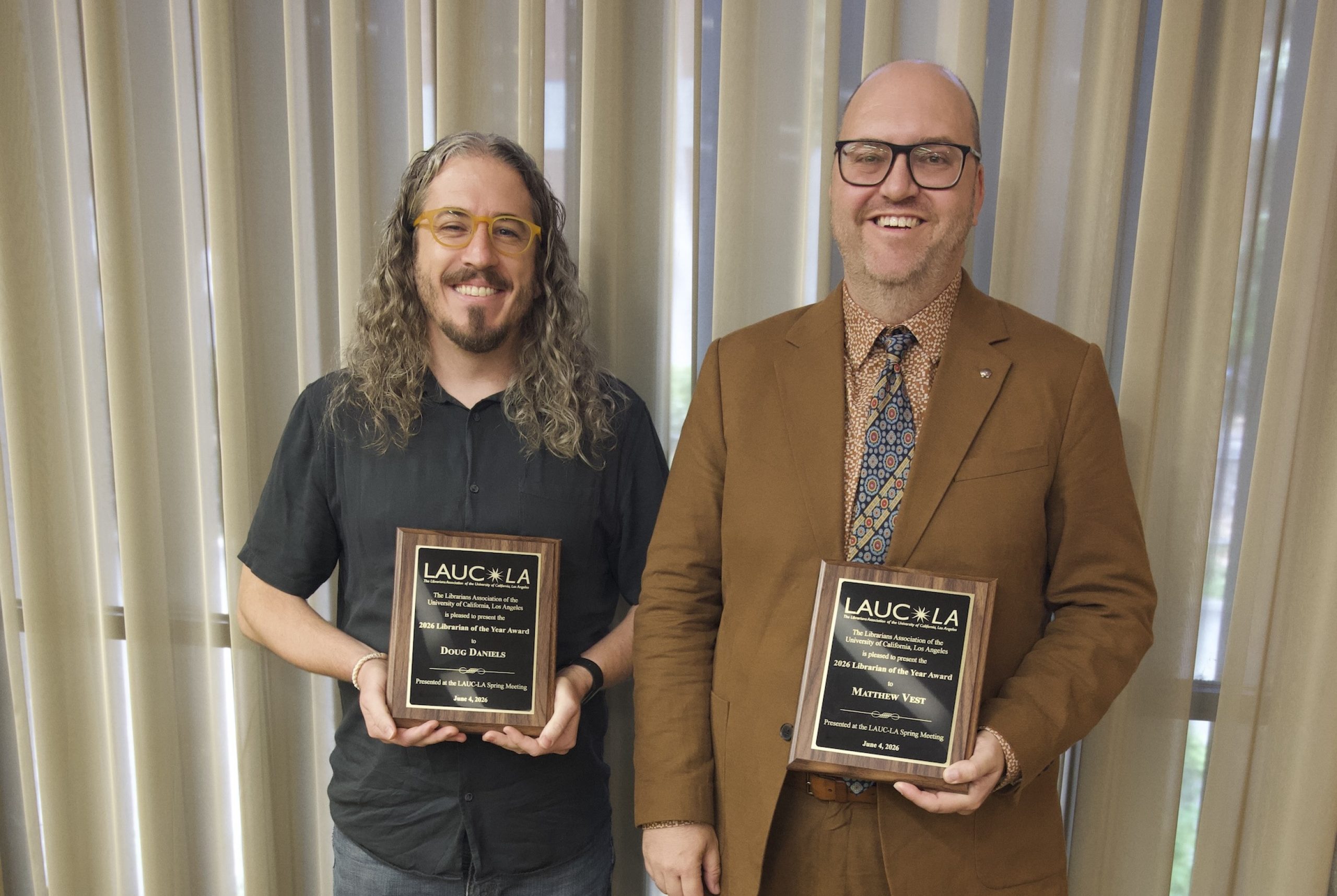 Doug Daniels (left) and Matthew Vest (right) have received Librarian of the Year awards