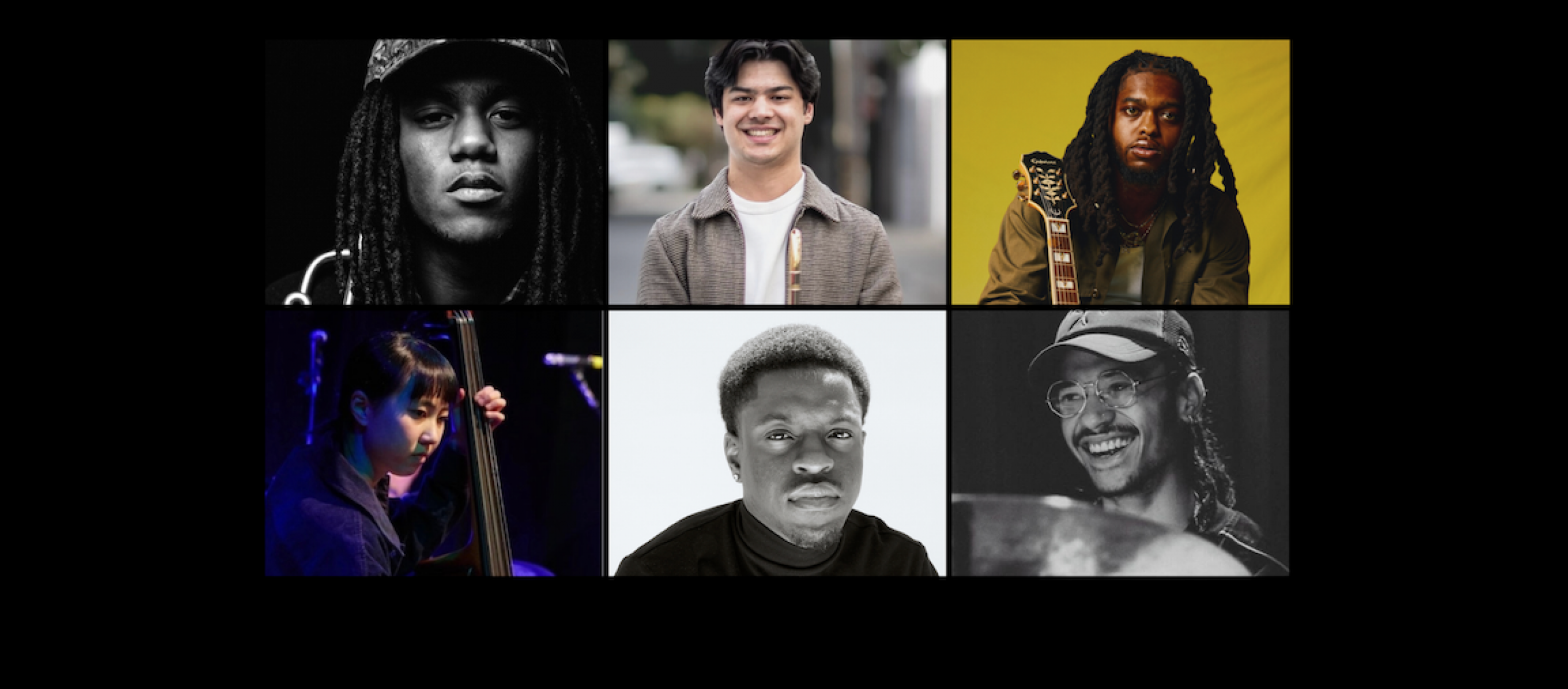Collage of six student musicians