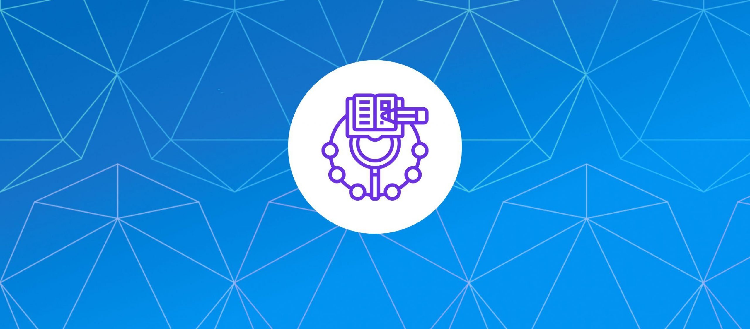 Open book with pencil and magnifying glass connected by dots