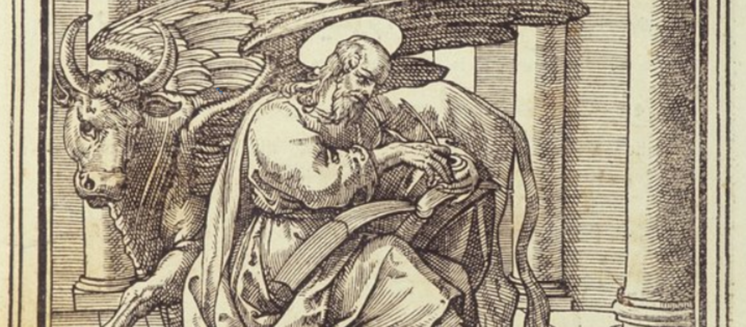 closeup of rare manuscript depicting male figure in robes and a winged bull