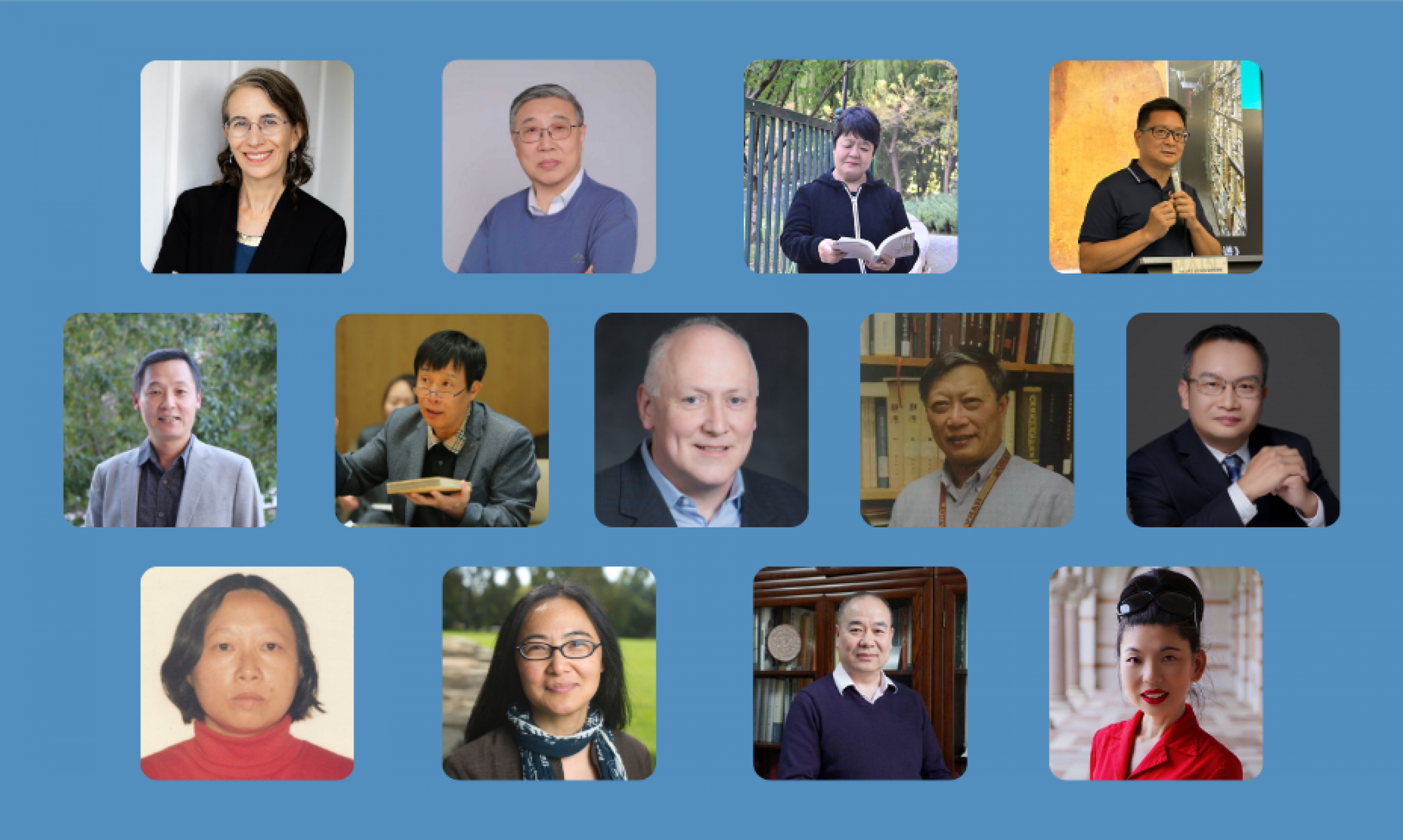 Collection of 13 headshots representing speakers for the Ming lecture series
