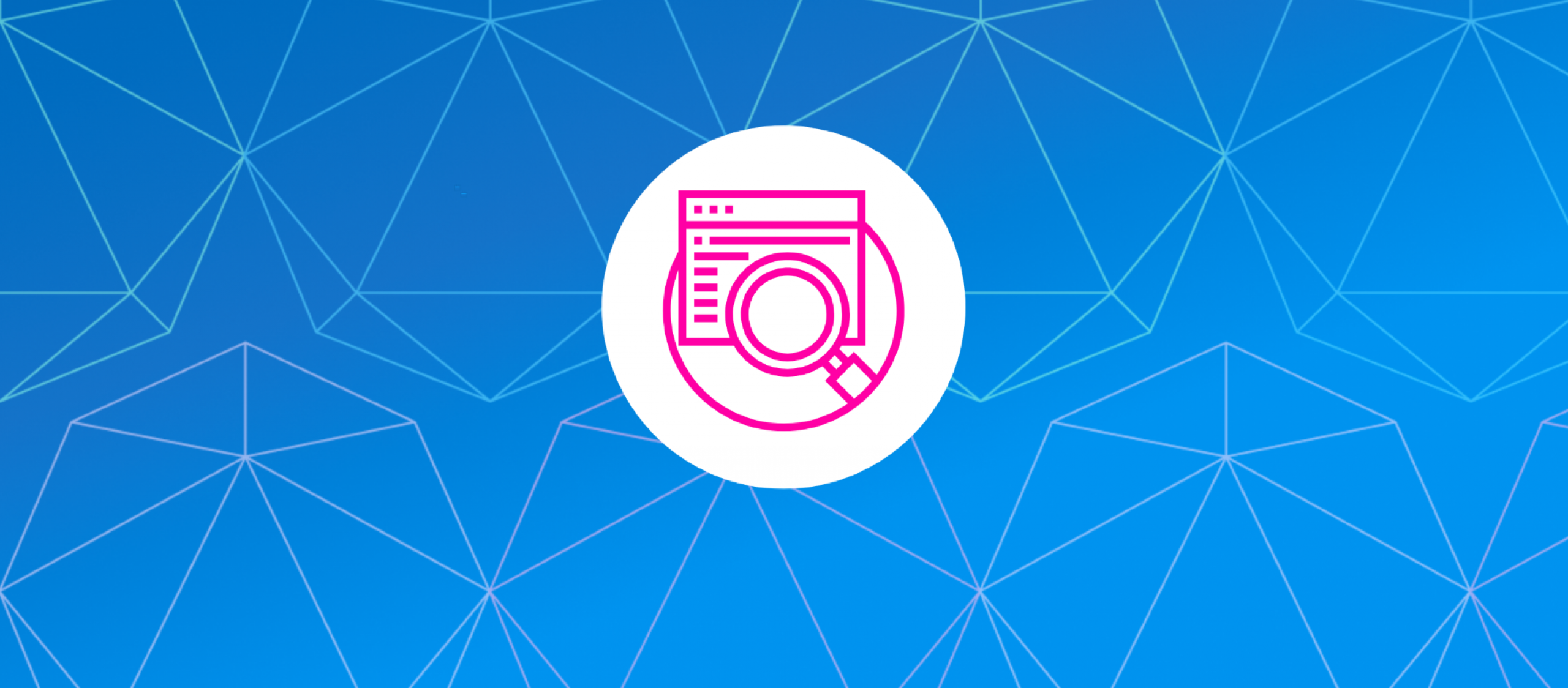 icon drawing of magnifying glass hovering over page with text inside a circle