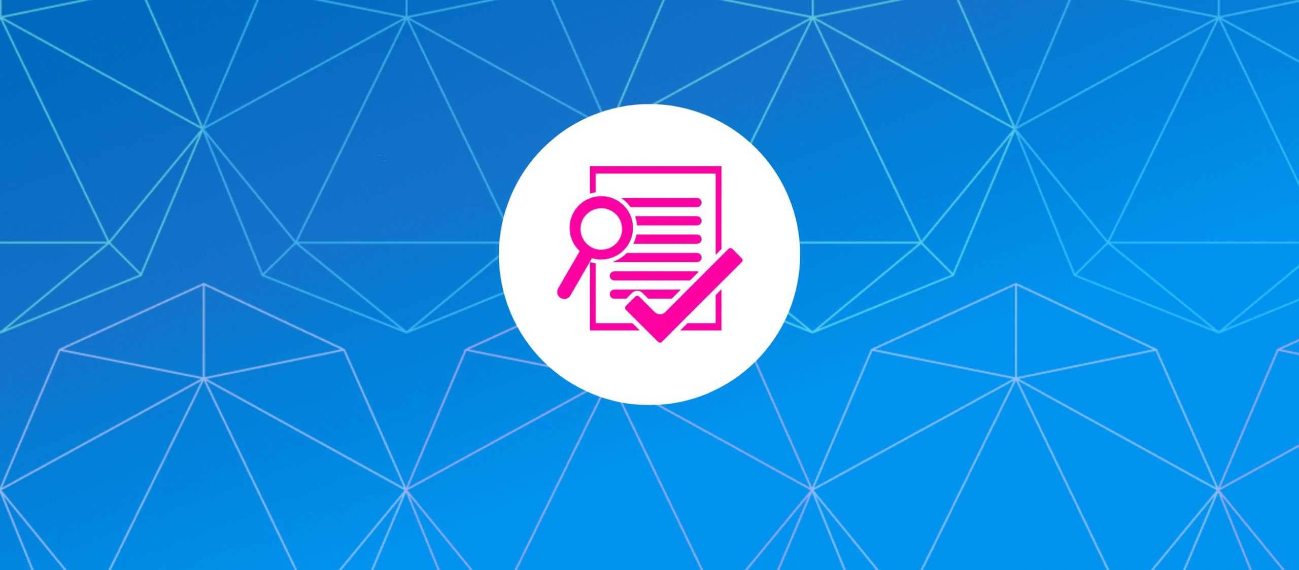 graphic of a paper with lines of text, a magnifying glass and a check mark