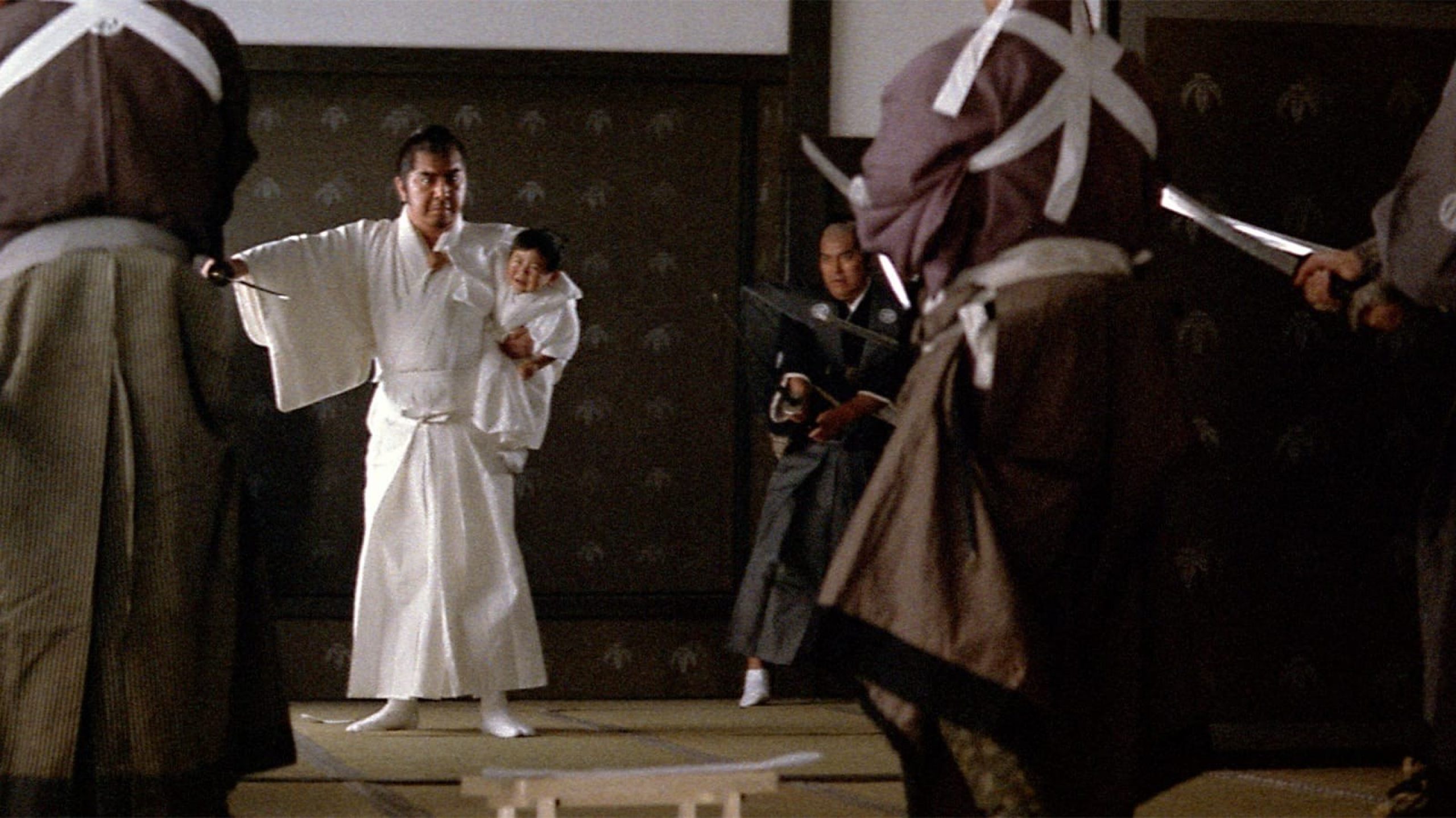 Shogun warrior about to fight off attackers