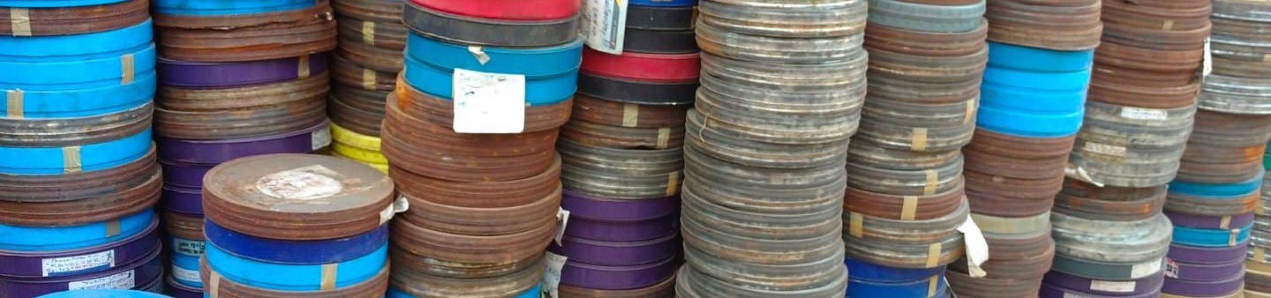 Stacks of film canisters